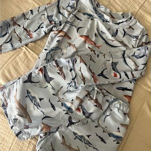 Posh Peanut Shark Rash Swim Trunks & Rash Guard